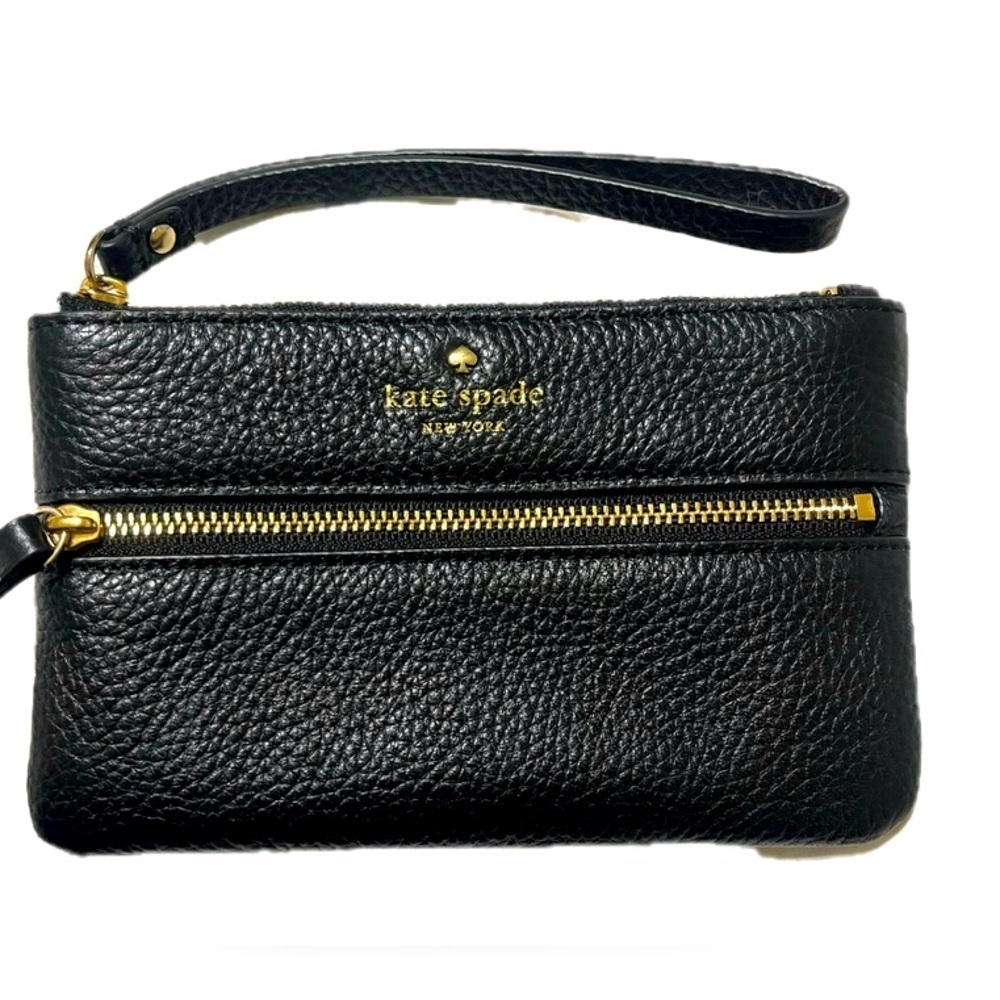 NWOT Kate Spade ‘Bee’ Cobble Hill Zip Wristlet, Black WLRU3048